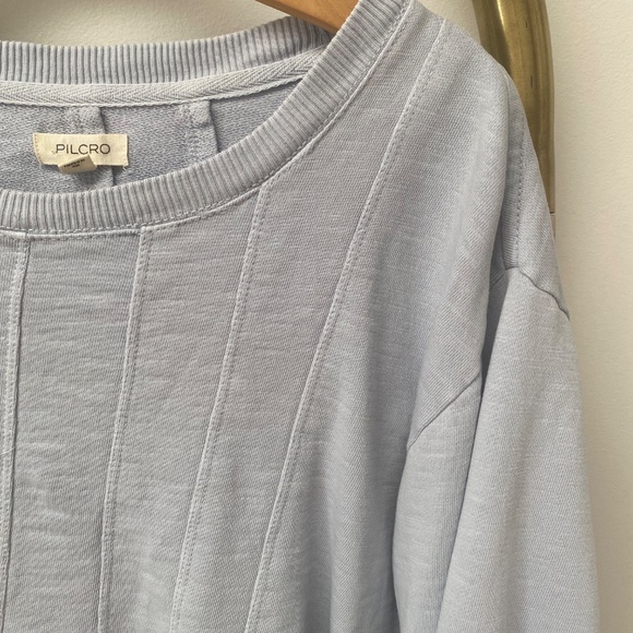Pilcro Anthropologie Box Pleated Sky Blue Cotton Sweatshirt Top Sz M $129.94 - Picture 6 of 10